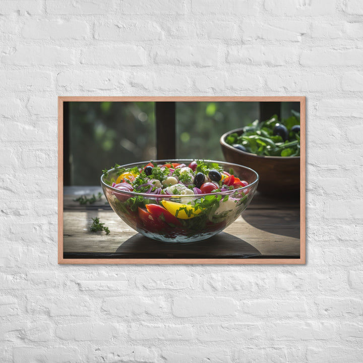 Colorful and refreshing Greek salad Framed poster 🤤 from Yumify.AI