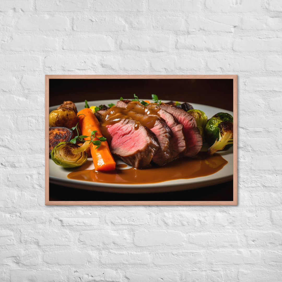 Tender Sirloin Steak with Roasted Vegetables Framed poster 🤤 from Yumify.AI