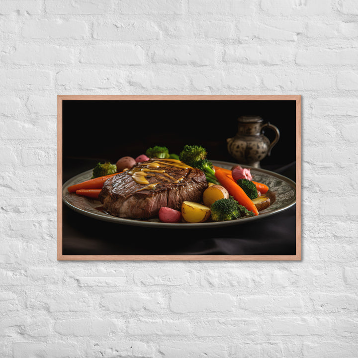 Tender Sirloin Steak with Roasted Vegetables Framed poster 🤤 from Yumify.AI