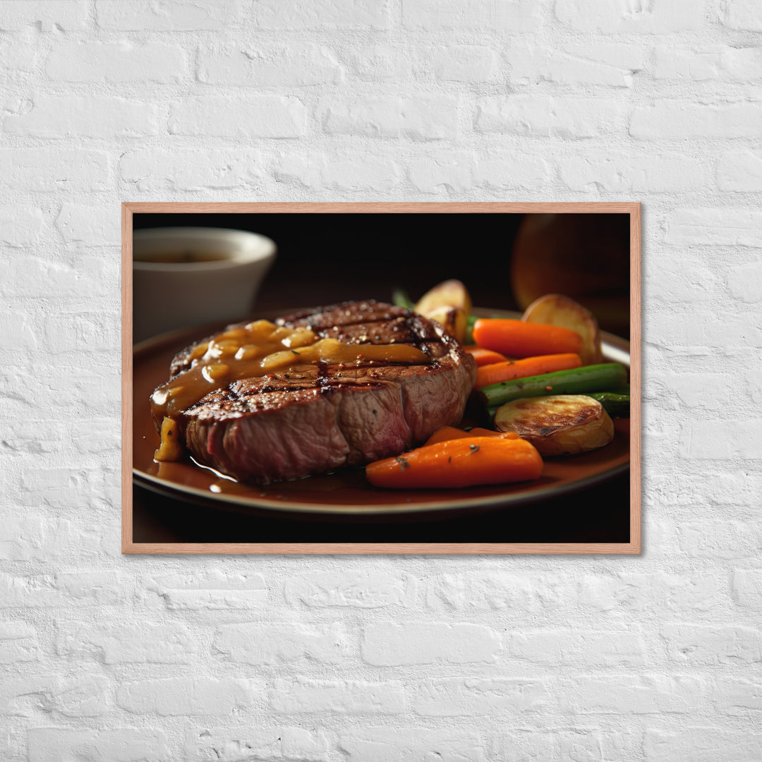 Tender Sirloin Steak with Roasted Vegetables Framed poster 🤤 from Yumify.AI