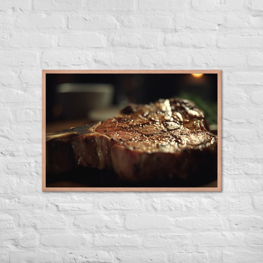 T-Bone Steak Rare and Delicious Framed poster 🤤 from Yumify.AI