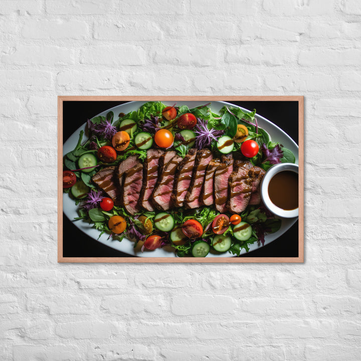 Sirloin Steak Salad with Balsamic Vinaigrette Framed poster 🤤 from Yumify.AI