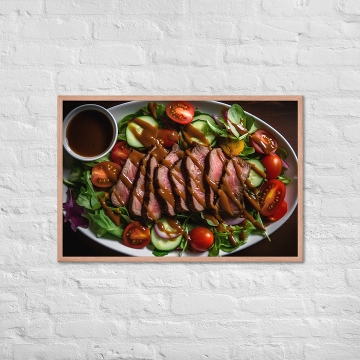 Sirloin Steak Salad with Balsamic Vinaigrette Framed poster 🤤 from Yumify.AI