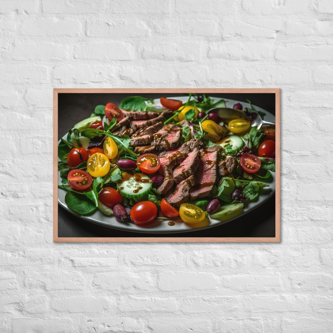 Sirloin Steak Salad with Balsamic Vinaigrette Framed poster 🤤 from Yumify.AI