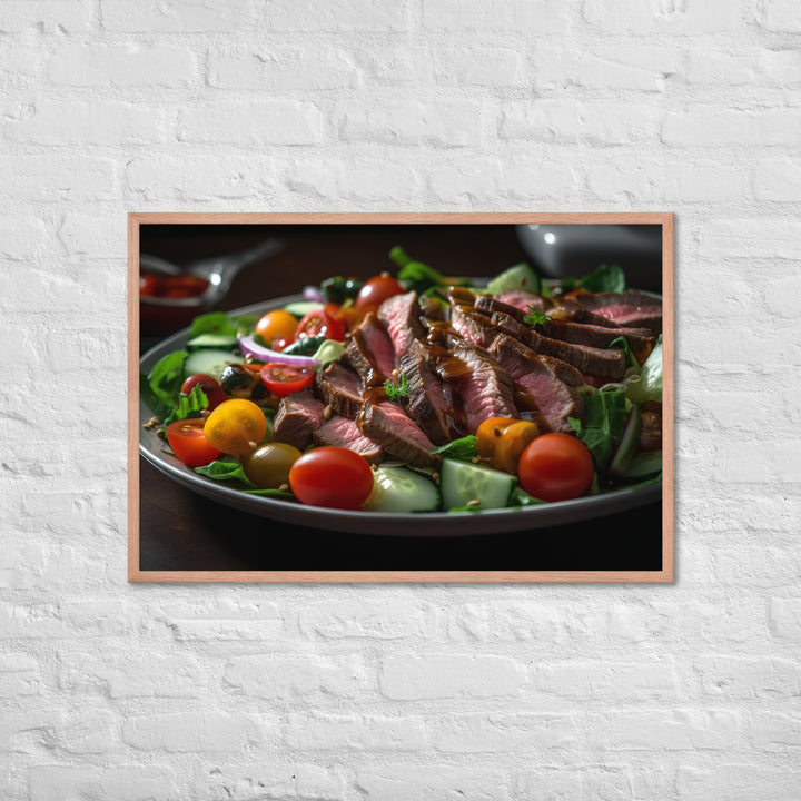 Sirloin Steak Salad with Balsamic Vinaigrette Framed poster 🤤 from Yumify.AI