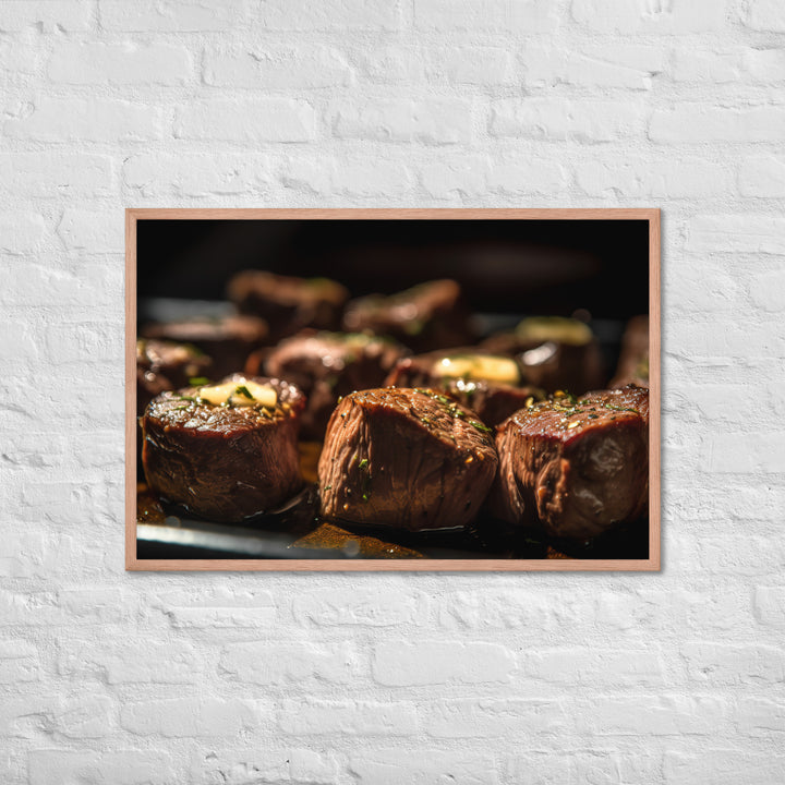 Sirloin Steak Bites with Garlic Butter Framed poster 🤤 from Yumify.AI