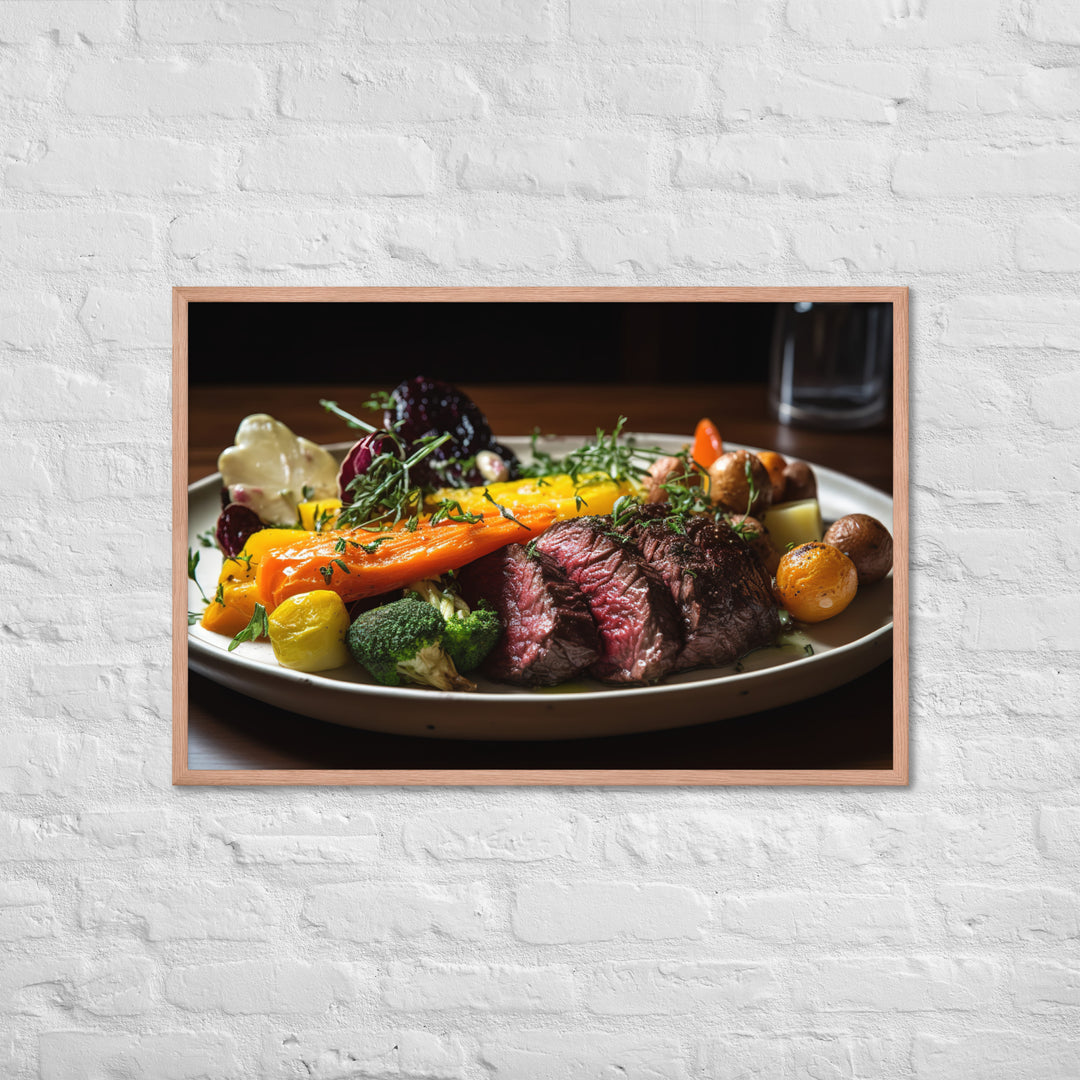 Savory Hanger Steak with Garlic Butter Framed poster 🤤 from Yumify.AI