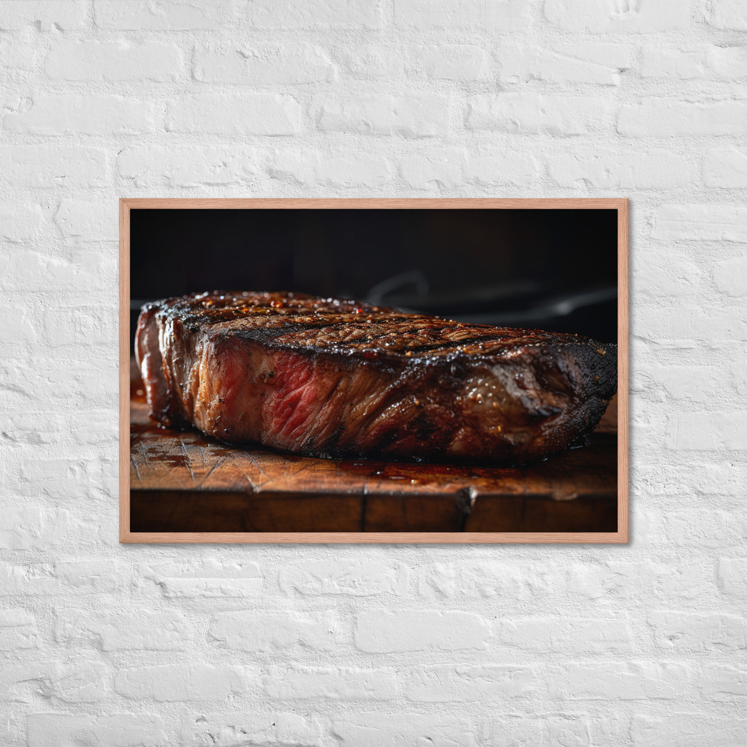 Perfectly Grilled New York Strip Steak Framed poster 🤤 from Yumify.AI