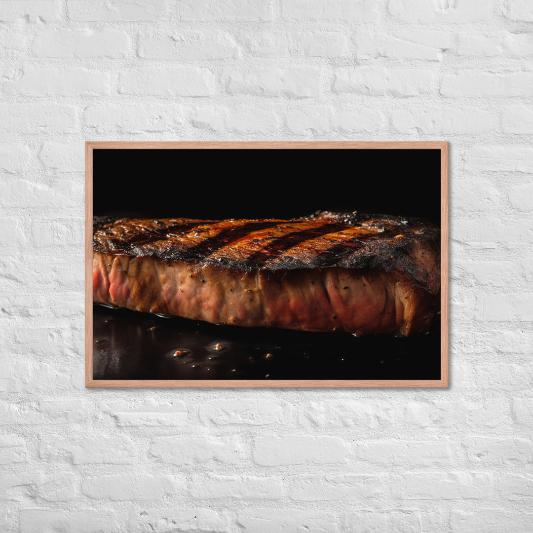 Perfectly Grilled New York Strip Steak Framed poster 🤤 from Yumify.AI