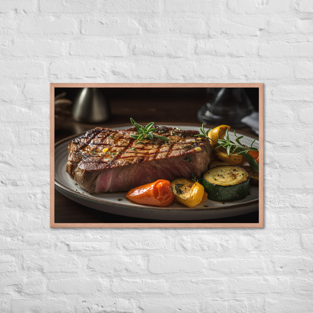 New York Strip Steak with Roasted Vegetables Framed poster 🤤 from Yumify.AI