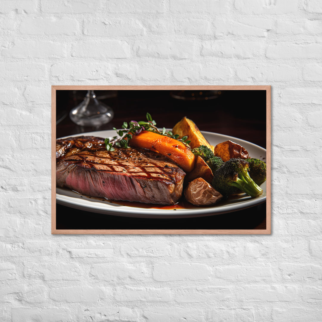 New York Strip Steak with Roasted Vegetables Framed poster 🤤 from Yumify.AI