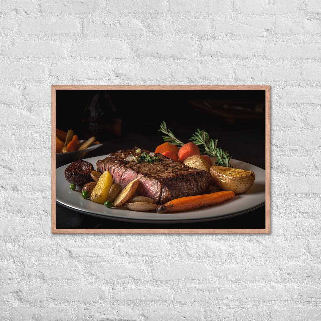 New York Strip Steak with Roasted Vegetables Framed poster 🤤 from Yumify.AI