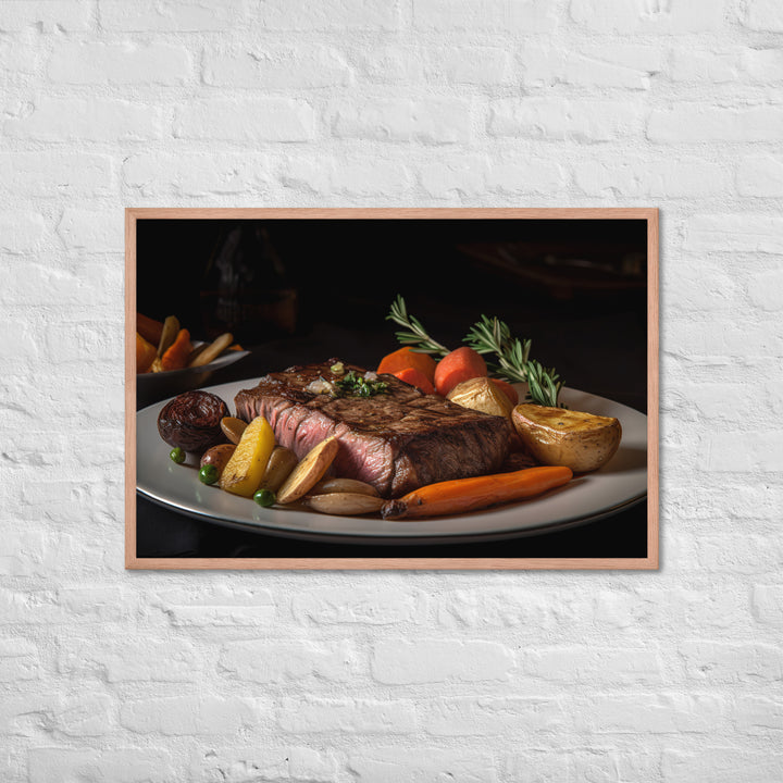 New York Strip Steak with Roasted Vegetables Framed poster 🤤 from Yumify.AI