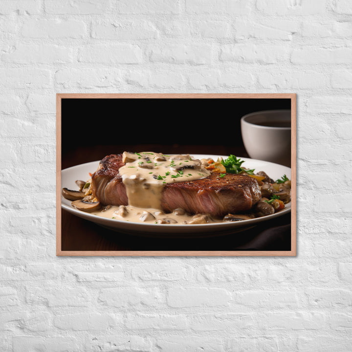 New York Strip Steak with Creamy Mushroom Sauce Framed poster 🤤 from Yumify.AI