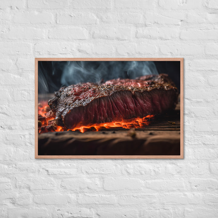 Juicy Hanger Steak on the Grill Framed poster 🤤 from Yumify.AI