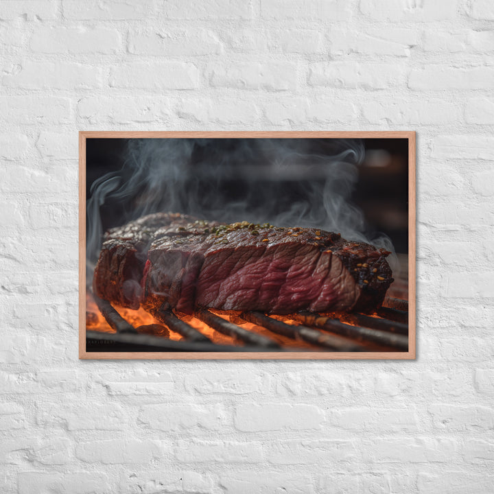 Juicy Hanger Steak on the Grill Framed poster 🤤 from Yumify.AI