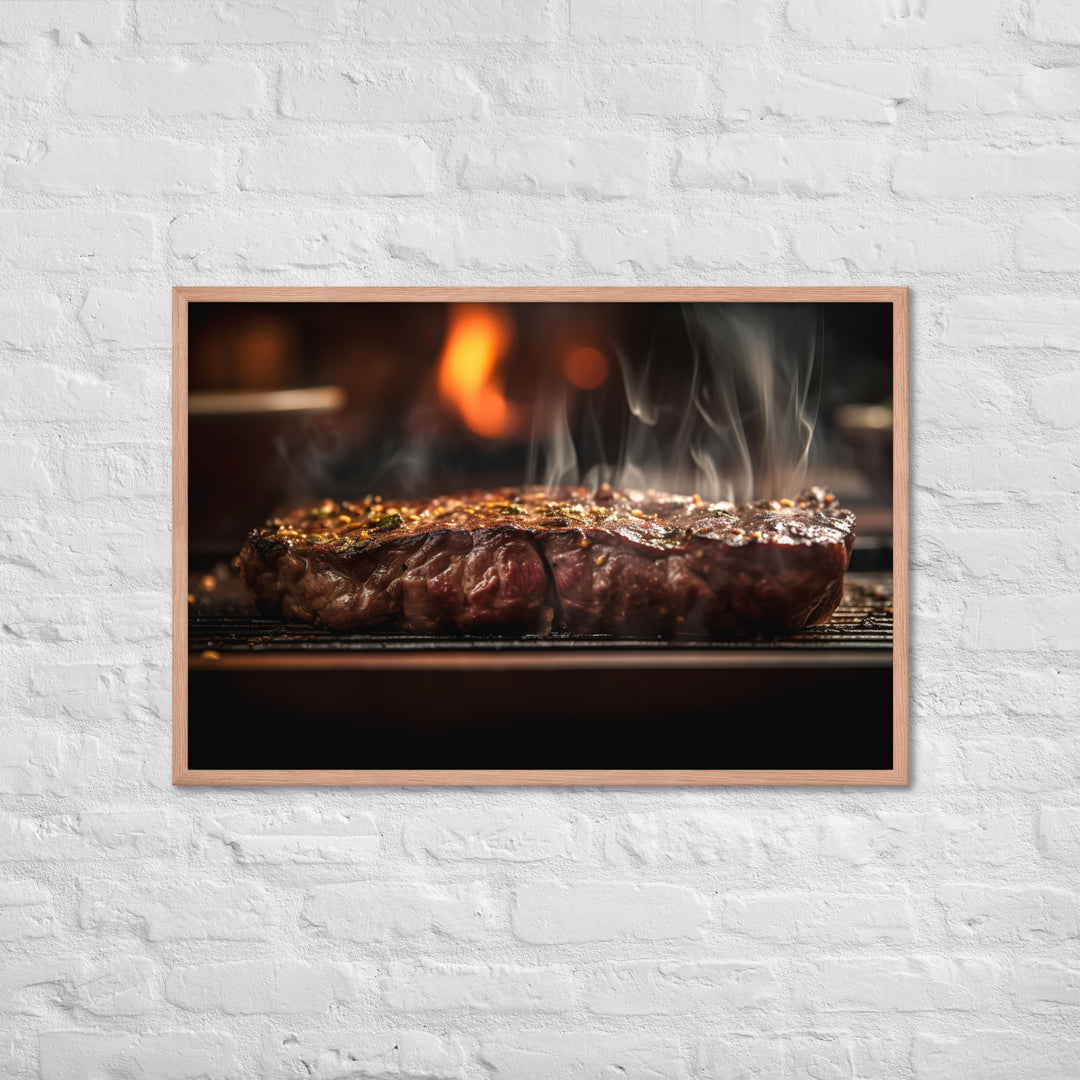 Juicy and Flavorful New York Strip Steak Framed poster 🤤 from Yumify.AI