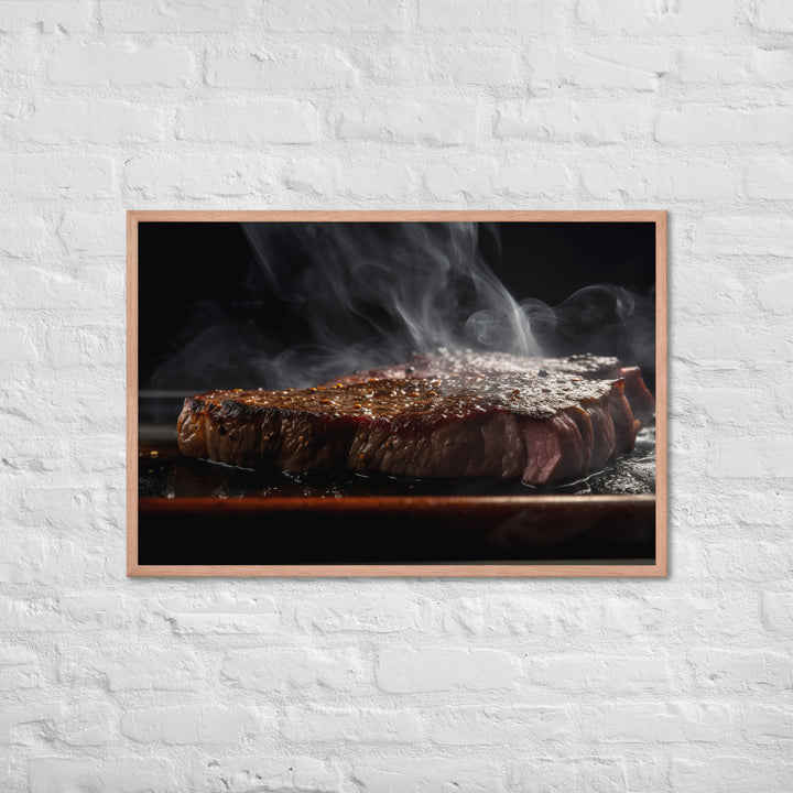 Juicy and Flavorful New York Strip Steak Framed poster 🤤 from Yumify.AI