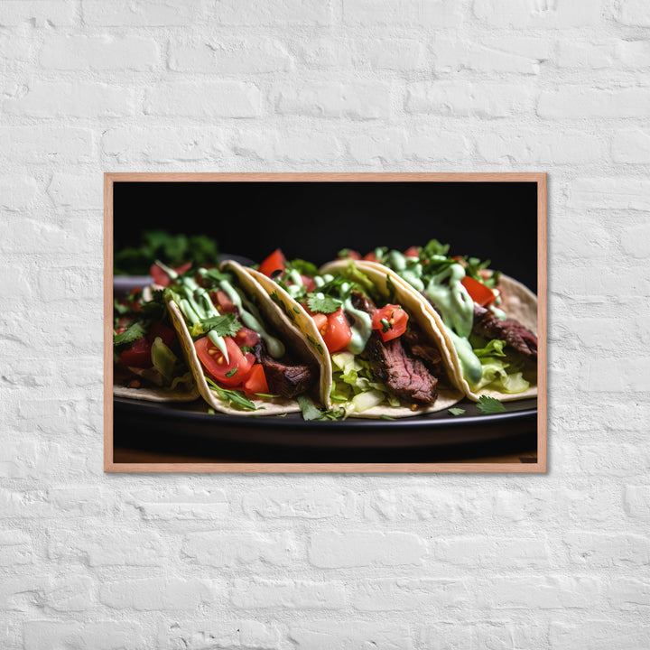 Hanger Steak Tacos with Cilantro Lime Sauce Framed poster 🤤 from Yumify.AI