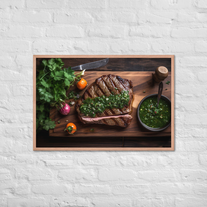 Grilled Sirloin with Chimichurri Sauce Framed poster 🤤 from Yumify.AI