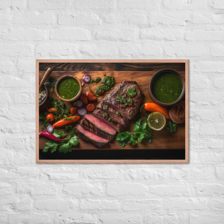 Grilled Sirloin with Chimichurri Sauce Framed poster 🤤 from Yumify.AI