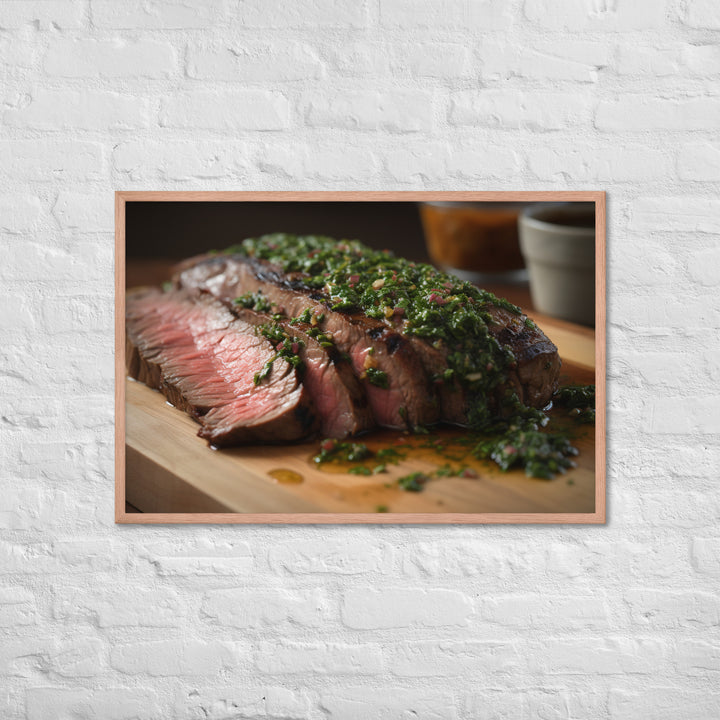 Grilled Flank Steak with Chimichurri Sauce Framed poster 🤤 from Yumify.AI