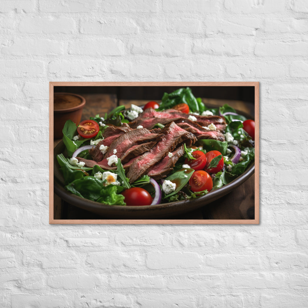 Flank Steak Salad with Fresh Greens Framed poster 🤤 from Yumify.AI