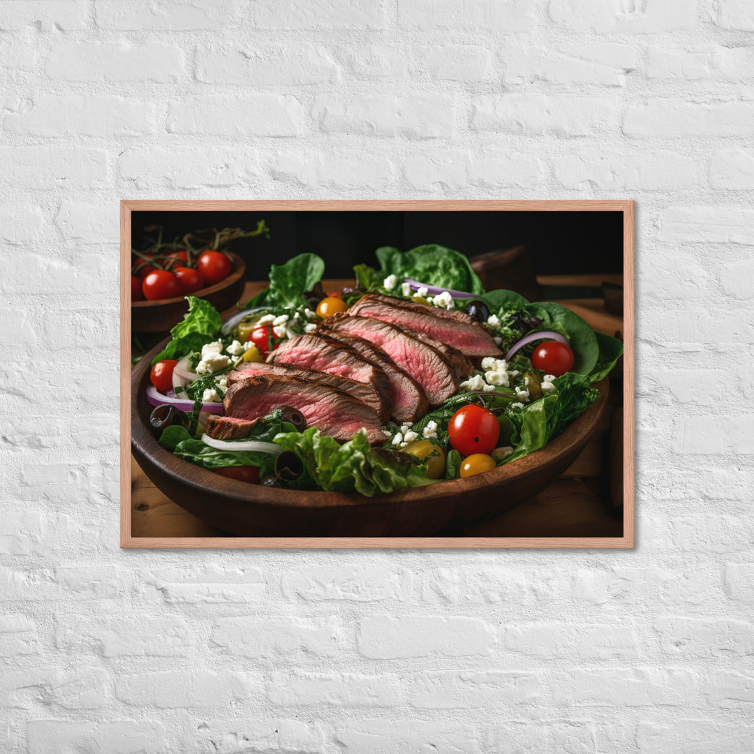 Flank Steak Salad with Fresh Greens Framed poster 🤤 from Yumify.AI