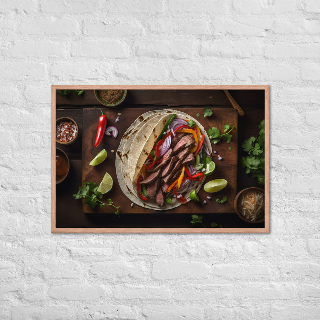 Flank Steak Fajitas with Fresh Veggies Framed poster 🤤 from Yumify.AI