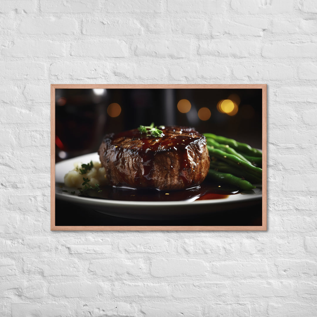 Filet Mignon with Red Wine Sauce Framed poster 🤤 from Yumify.AI