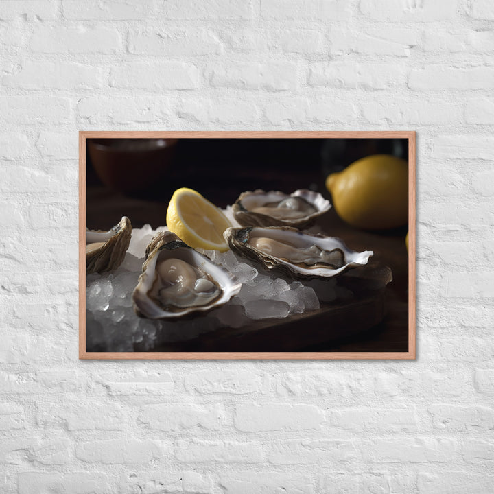 Succulent Eastern Oysters on Ice Framed poster 🤤 from Yumify.AI