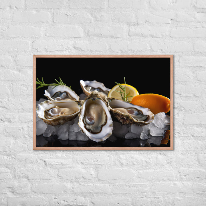 Succulent Eastern Oysters on Ice Framed poster 🤤 from Yumify.AI