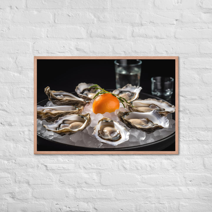 Succulent Eastern Oysters on Ice Framed poster 🤤 from Yumify.AI