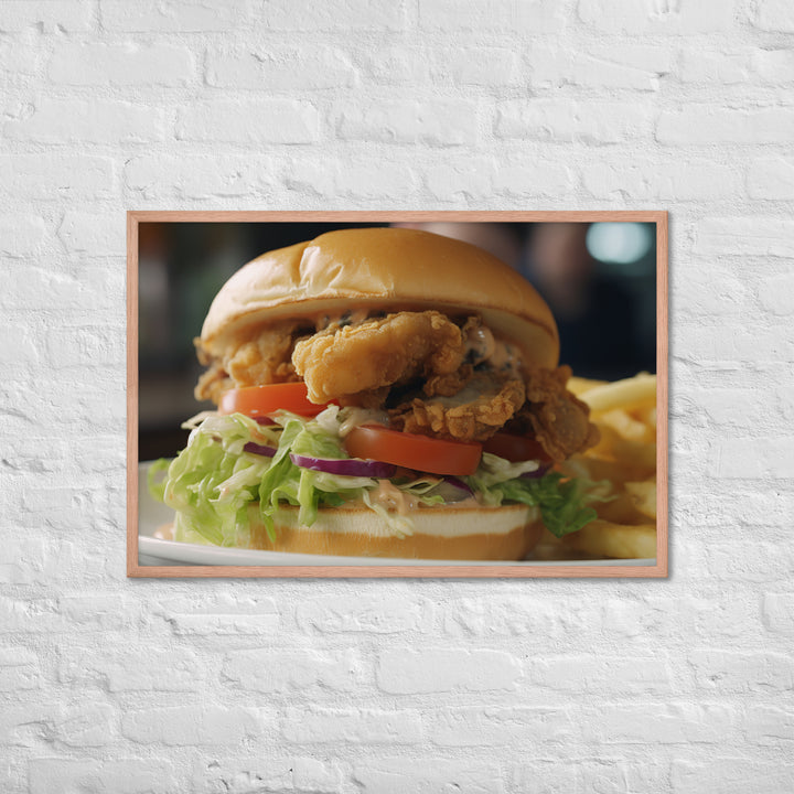 Pacific Oyster Po Boy Sandwich Framed poster 🤤 from Yumify.AI