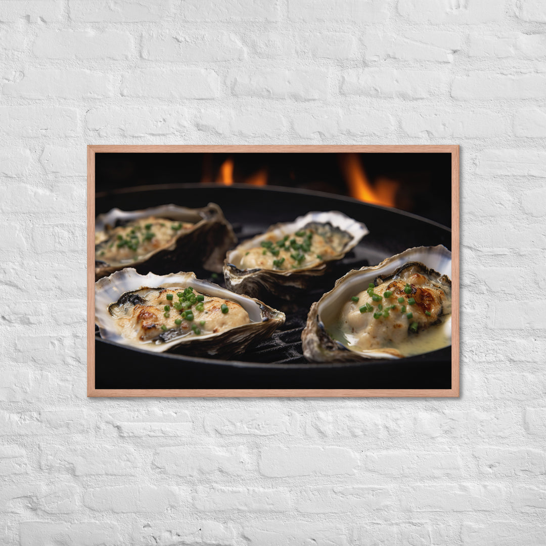 Grilled Pacific Oysters with Garlic and Butter Framed poster 🤤 from Yumify.AI