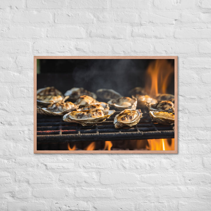 Grilled Malpeque Oysters with Garlic Butter Framed poster 🤤 from Yumify.AI