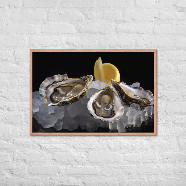 Freshly Shucked European Flat Oysters on Ice Framed poster 🤤 from Yumify.AI