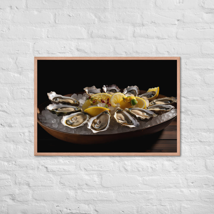 Freshly Shucked European Flat Oysters on Ice Framed poster 🤤 from Yumify.AI