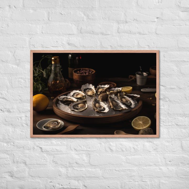 Freshly Shucked European Flat Oysters on Ice Framed poster 🤤 from Yumify.AI