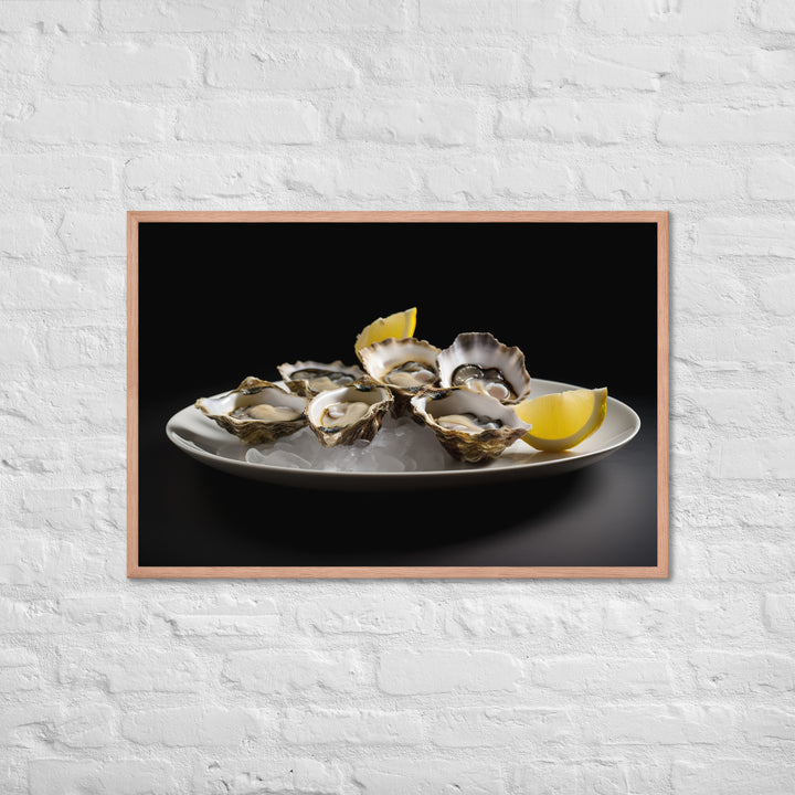 European Flat Oysters with a Splash of Lemon Framed poster 🤤 from Yumify.AI