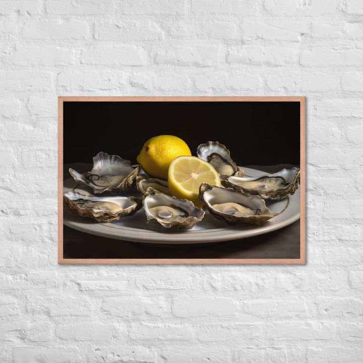 European Flat Oysters with a Splash of Lemon Framed poster 🤤 from Yumify.AI