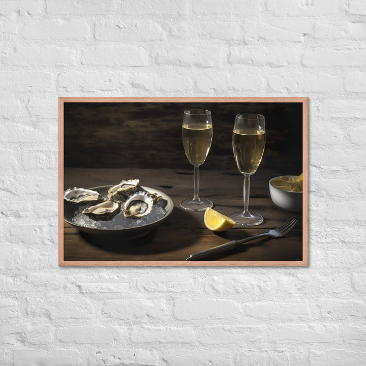 European Flat Oysters and Champagne Framed poster 🤤 from Yumify.AI