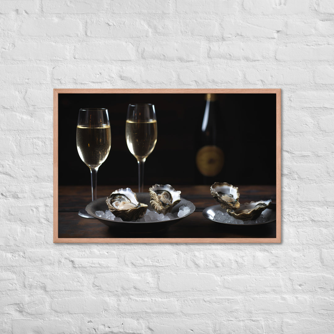 European Flat Oysters and Champagne Framed poster 🤤 from Yumify.AI