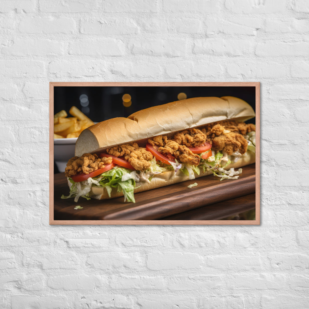 Eastern Oyster Po Boy Sandwich Framed poster 🤤 from Yumify.AI