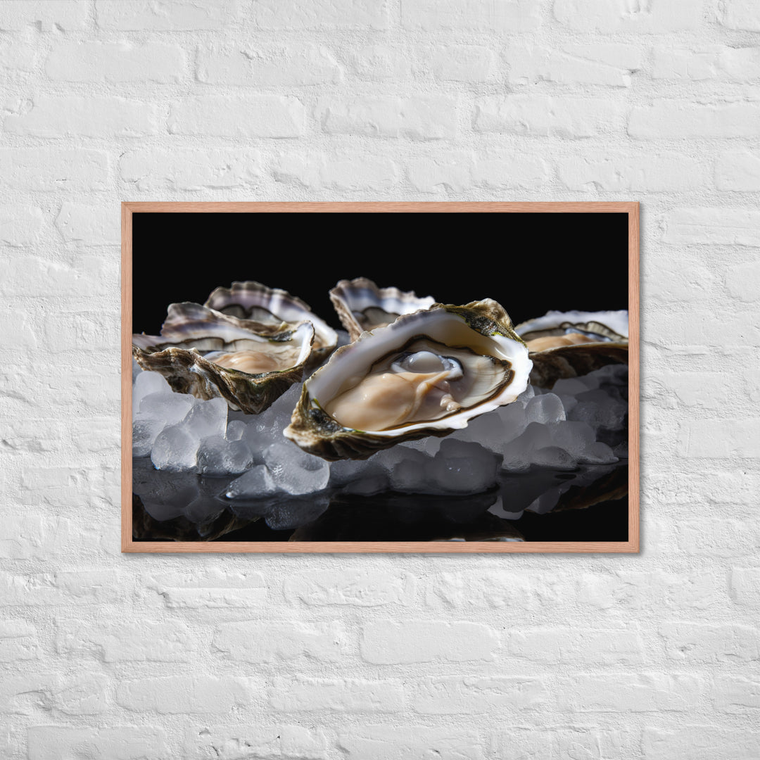 Delicate Olympia Oysters on the Half Shell Framed poster 🤤 from Yumify.AI