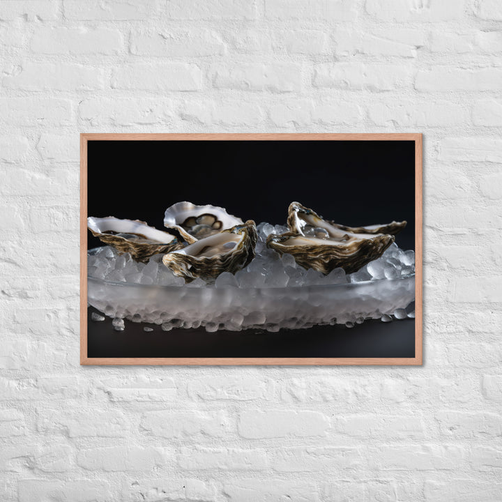 Delicate Olympia Oysters on the Half Shell Framed poster 🤤 from Yumify.AI