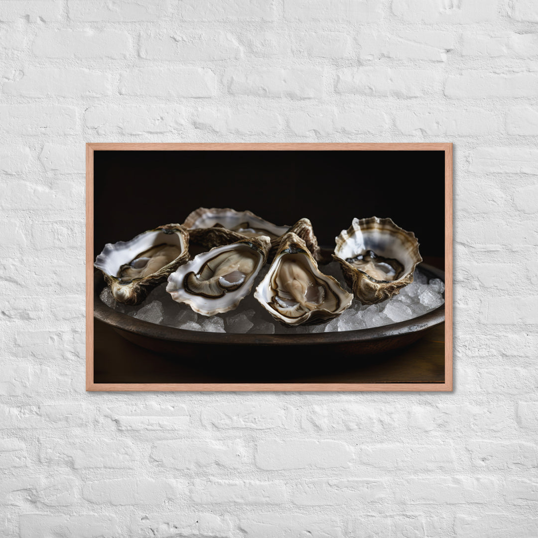 Delicate Olympia Oysters on the Half Shell Framed poster 🤤 from Yumify.AI