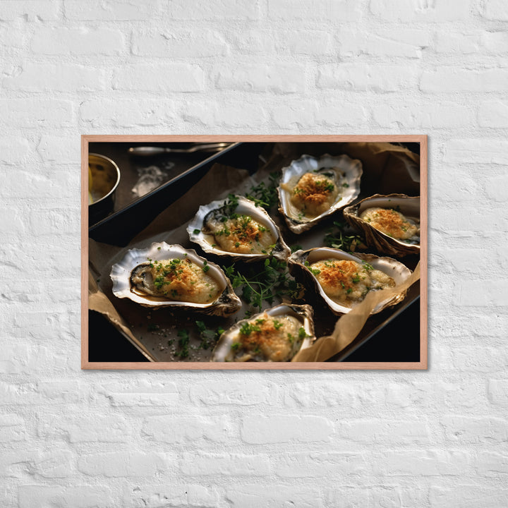 Baked Pacific Oysters with Cheese and Herbs Framed poster 🤤 from Yumify.AI