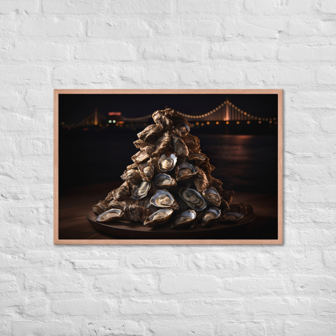 A Tower of Sydney Rock Oysters Framed poster 🤤 from Yumify.AI