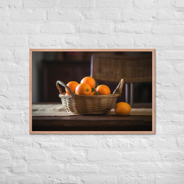 Oranges in a Wicker Basket Framed poster 🤤 from Yumify.AI